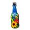 Hand Painted Decoupaged and Molded Clay Grolsch Style Glass Bottle Poppy and Sunflowers 12 in x 4 in product 6